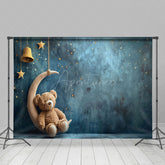 Aperturee - Aperturee Cosy Teddy Bear Grey Moon Starry Nights Backdrop
